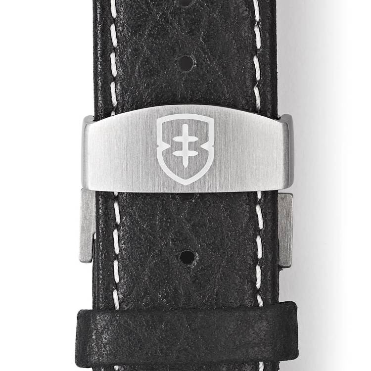 Elliot Brown Leather 22mm Black Textured Cream Stitch Deployment