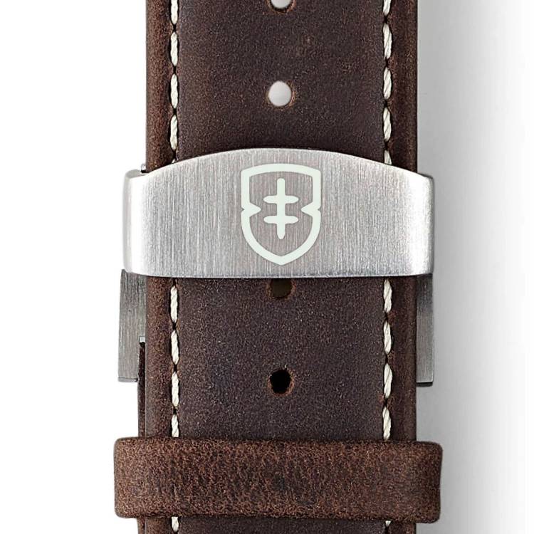 Elliot Brown Leather 22mm Mid Brown Waxed Cream Stitch Bronze Deployment