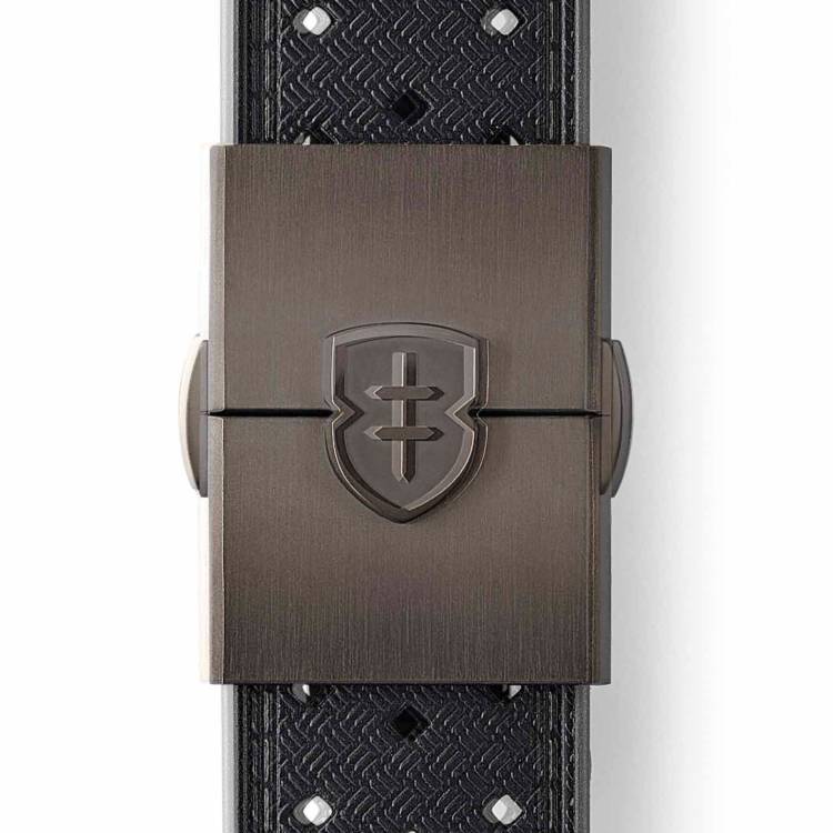 Elliot Brown Leather 22mm Black Tropic Gunmetal Steel Deployment