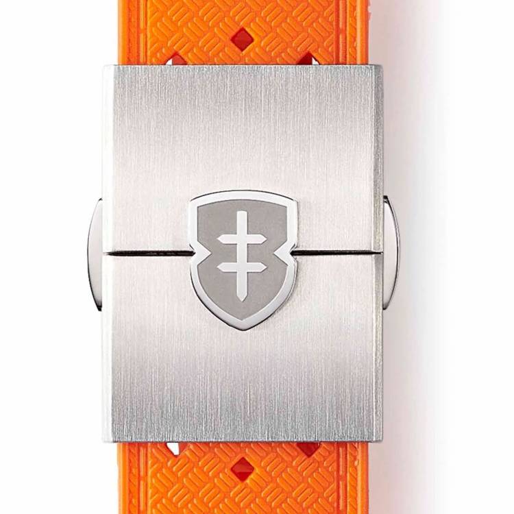 Elliot Brown Leather 22mm Orange Tropic Brushed Steel Deployment