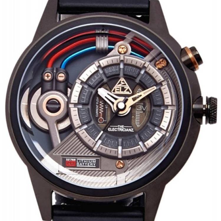 Electricianz Watch SteelZ DarkZ Black Rubber - Grey