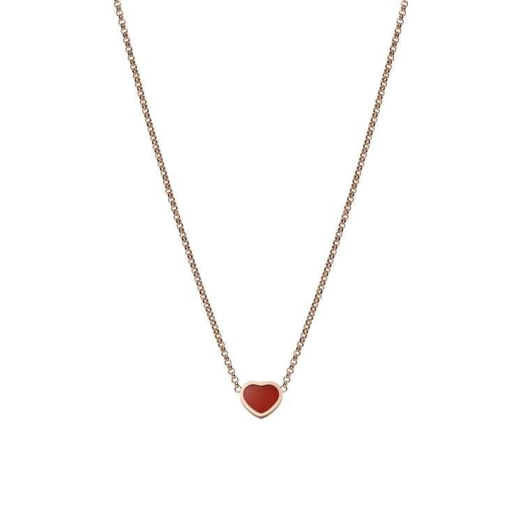 Chopard My Happy Hearts 18ct Rose Gold Carnelian Necklace