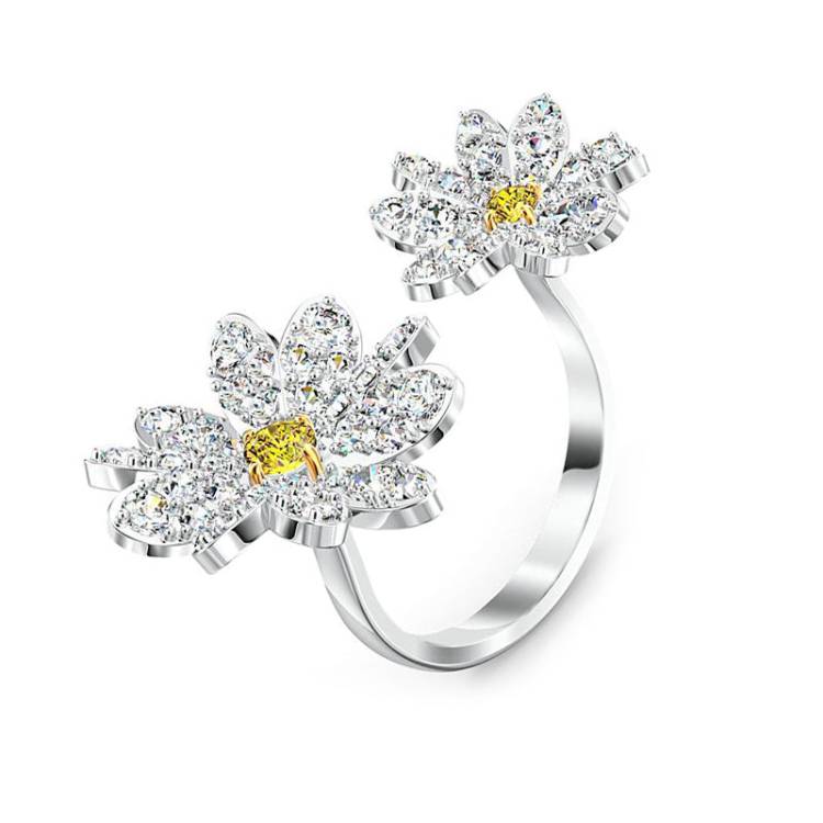 Swarovski Eternal Flower Yellow Open Ring D - 55