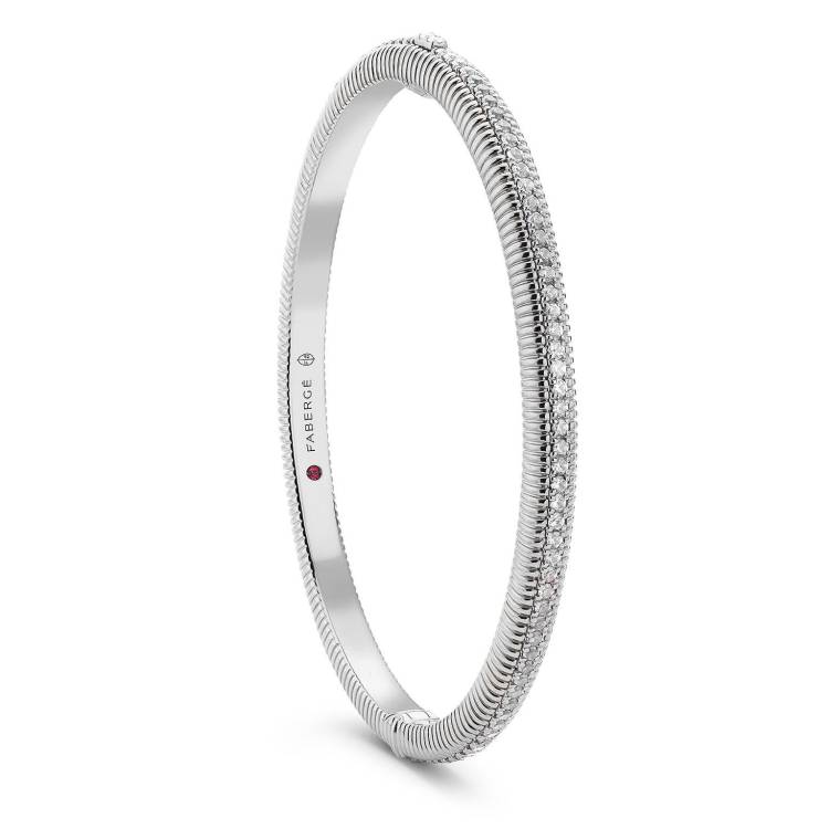 Faberge Colours of Love 18ct White Gold Diamond Hinged Fluted Bracelet