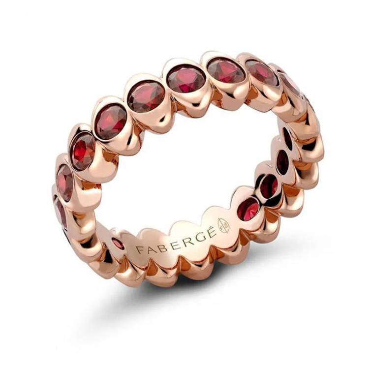 Faberge Colours of Love Cosmic Curve 18ct Rose Gold Ruby Eternity Ring - 49