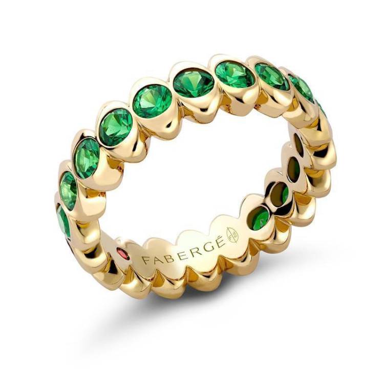 Faberge Colours of Love Cosmic Curve 18ct Yellow Gold Tsavorite Eternity Ring - 57