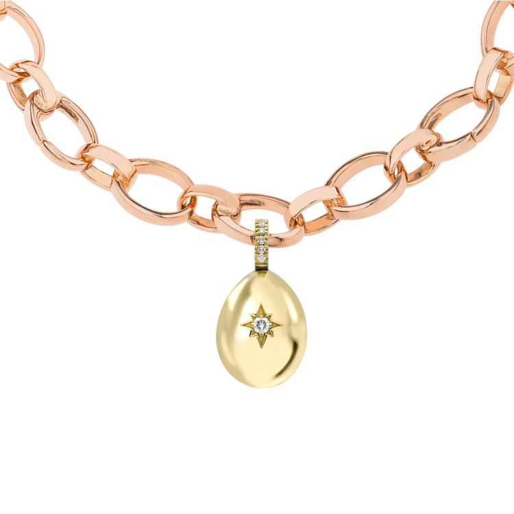 Faberge Essence 18ct Yellow Gold 0.08ct Diamond Heart Egg Charm Exclusive Edition - Yellow Gold