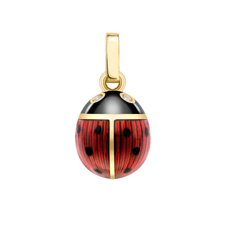 Faberge Heritage 18ct Yellow Gold Diamond Red Enamel Ladybird Charm