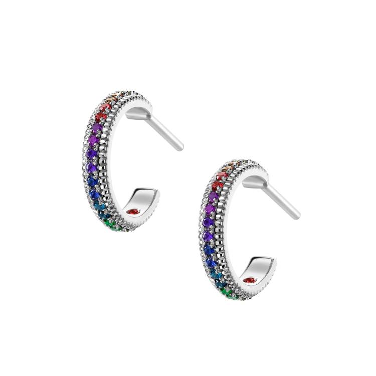 Faberge Colours of Love 18ct White Gold Multicolour Gemstone Hoop Earrings - White Gold