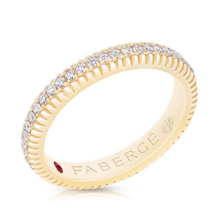 Faberge Colours of Love 18ct Yellow Gold Diamond Fluted Band Ring - 66