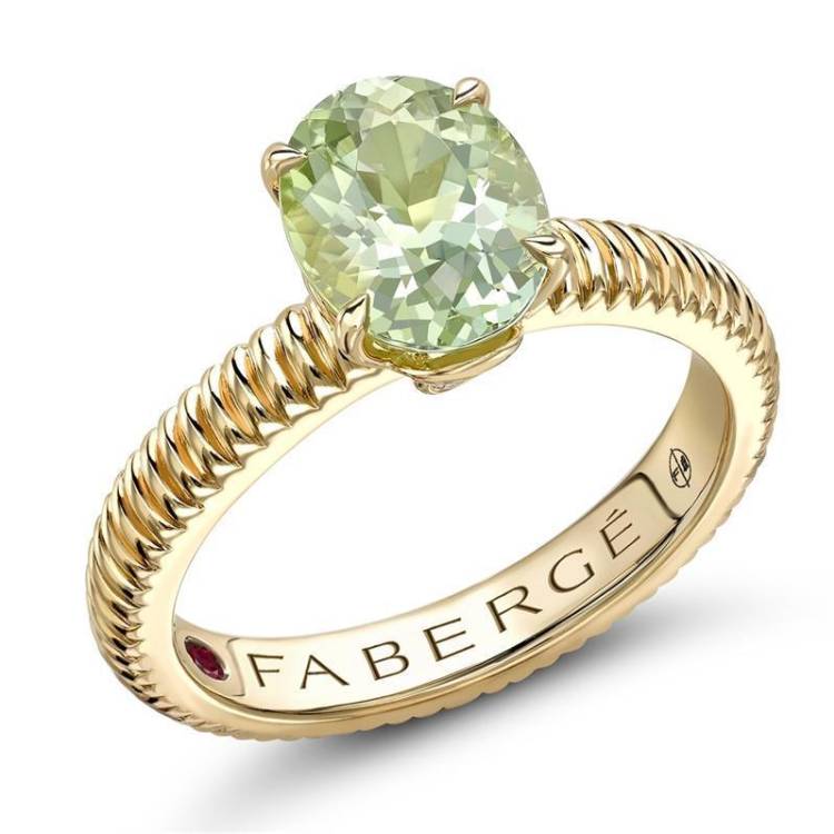 Faberge Colours of Love 18ct Yellow Gold Tourmaline Fluted Ring - 58