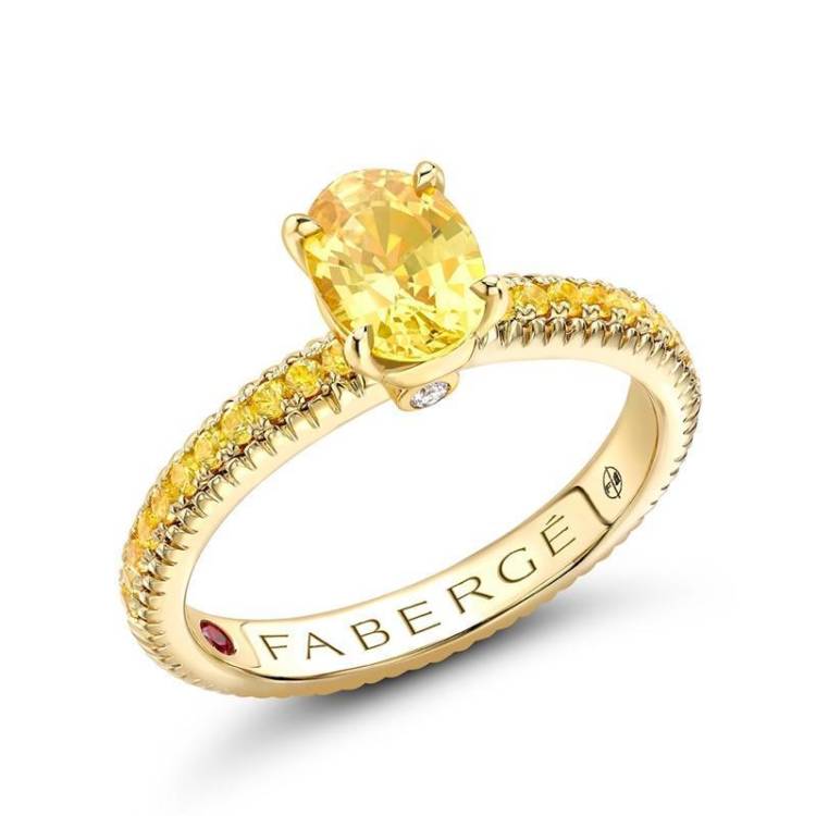 Faberge Colours of Love 18ct Yellow Gold Yellow Sapphire Fluted Ring - 52