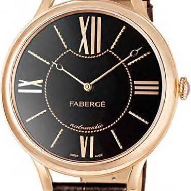 Faberge Watch Lady 18ct Rose Gold Black Dial - Black