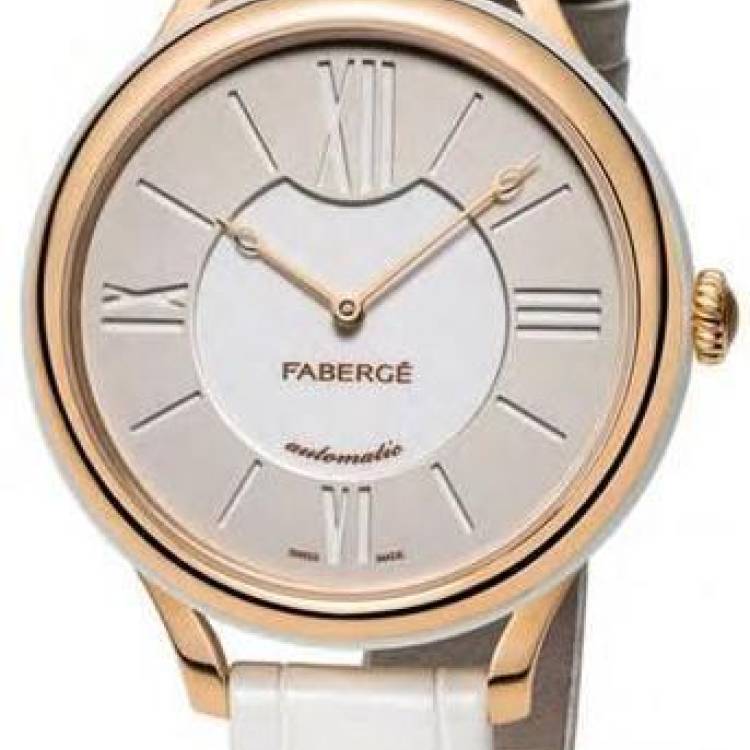 Faberge Watch Lady 18ct Rose Gold White Dial - White