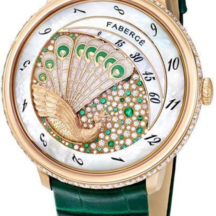 Faberge Watch Lady Compliquee Peacock Emerald - White