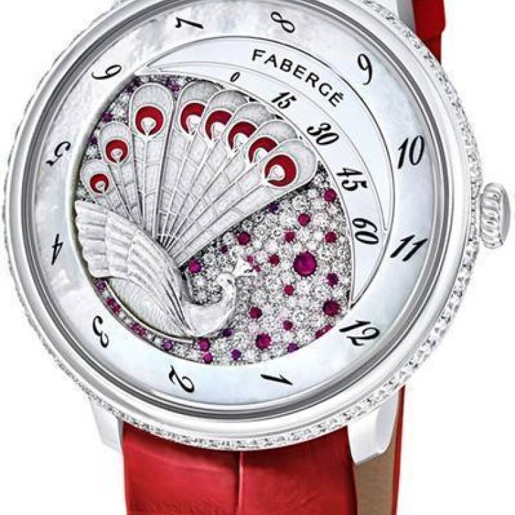 Faberge Watch Lady Compliquee Peacock Ruby - White