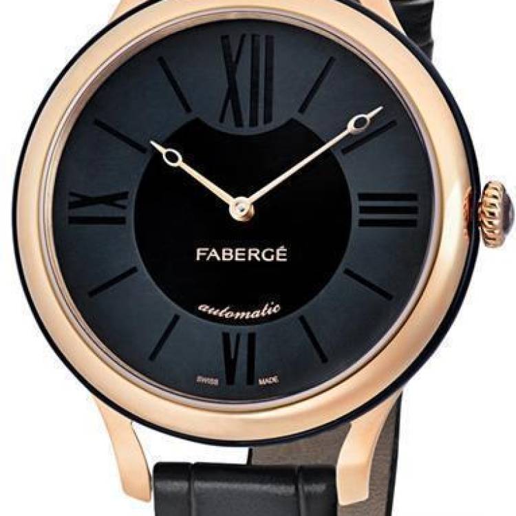 Faberge Watch Flirt 18ct Rose Gold Black Dial - Black