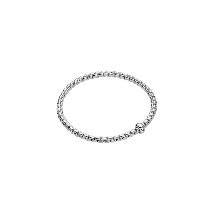 Fope Eka 18ct White Gold 0.01ct Black Diamond Flexible Bracelet - L