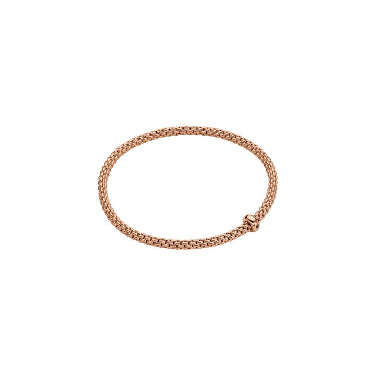 Fope Prima 18ct Rose Gold 0.01ct Black Diamond Flexible Bracelet - L