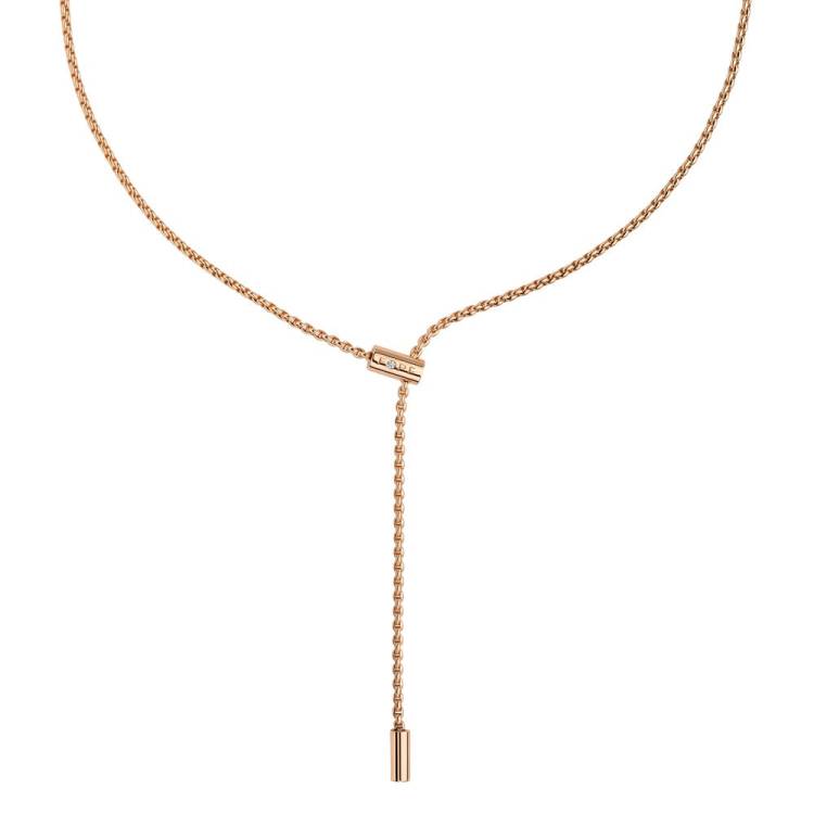 Fope Aria 18ct Rose Gold 0.01ct Diamond Adjustable Slider Necklace - 41cm