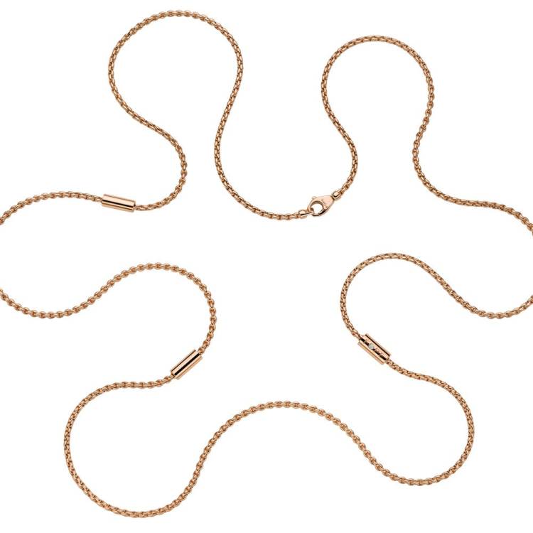 Fope Aria 18ct Rose Gold 0.02ct Diamond Long Necklace - 90cm