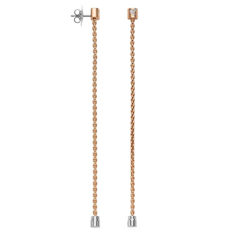 Fope Aria 18ct Rose Gold 0.09ct Diamond Interchangable Earrings - Gold