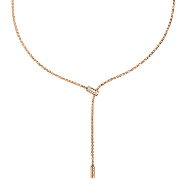 Fope Aria 18ct Rose Gold 0.11ct Diamond Adjustable Slider Necklace - 41cm