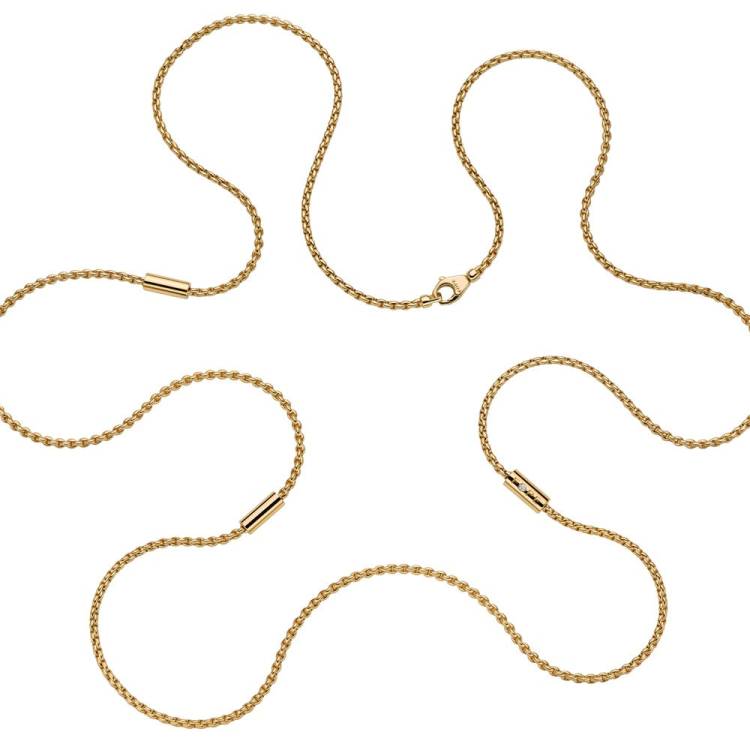Fope Aria 18ct Yellow Gold 0.02ct Diamond Long Necklace - 90cm