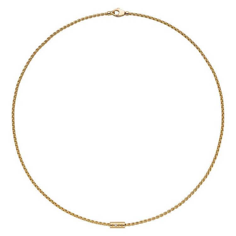 Fope Aria 18ct Yellow Gold 0.02ct Diamond Necklace - 37cm