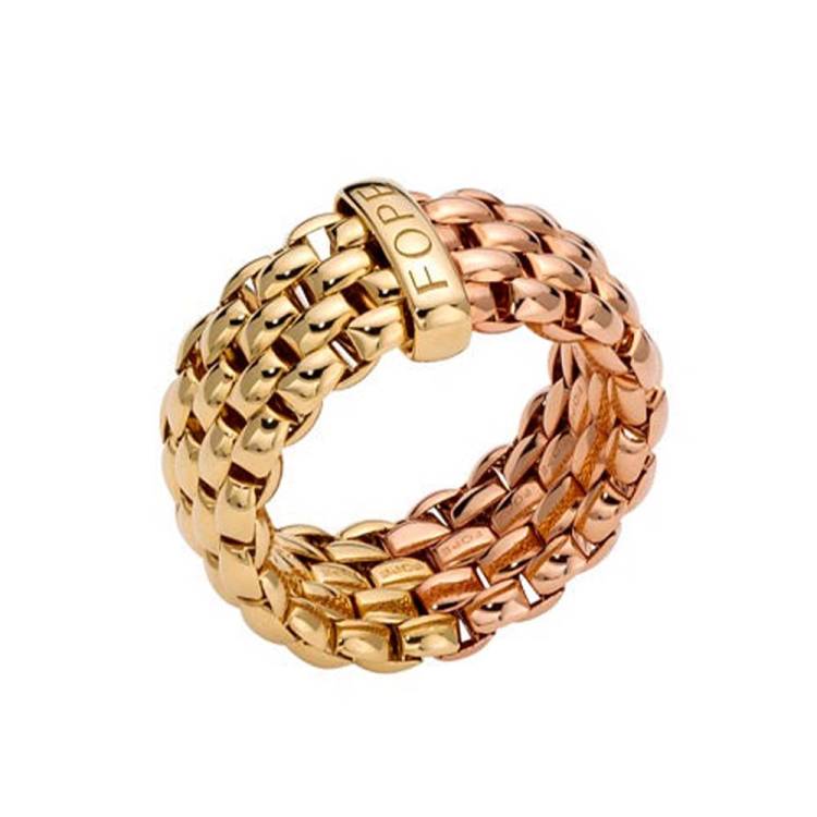 Fope Essentials 18ct Rose and Yellow Gold Flexible Wide Ring - XL