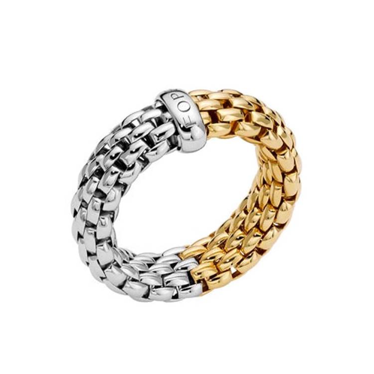 Fope Essentials 18ct White and Yellow Gold Flexible Ring - S