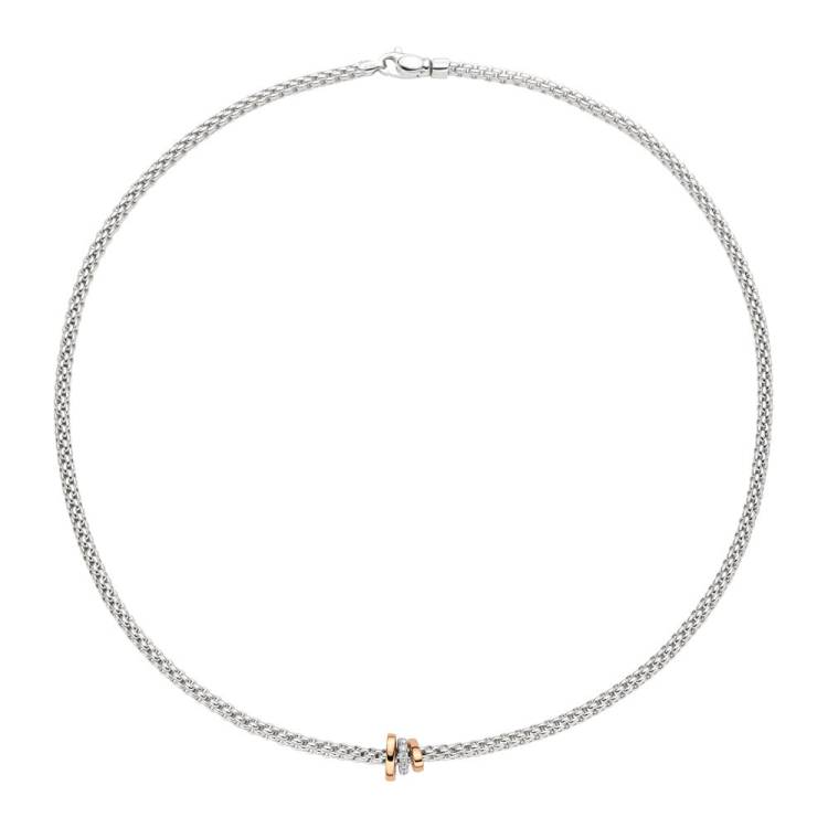 Fope Flex'it Prima 18ct White Rose Gold Diamond 43cm Necklace