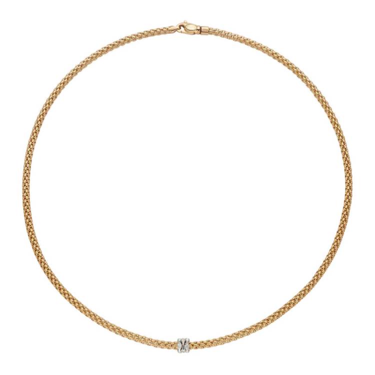 Fope Flex'it Prima 18ct Yellow Gold 0.12ct Diamond Necklace - Gold