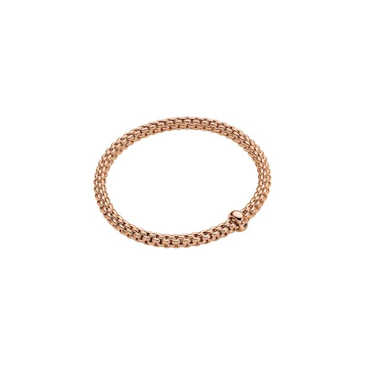 Fope Solo 18ct Rose Gold 0.01ct Black Diamond Flexible Bracelet - XS