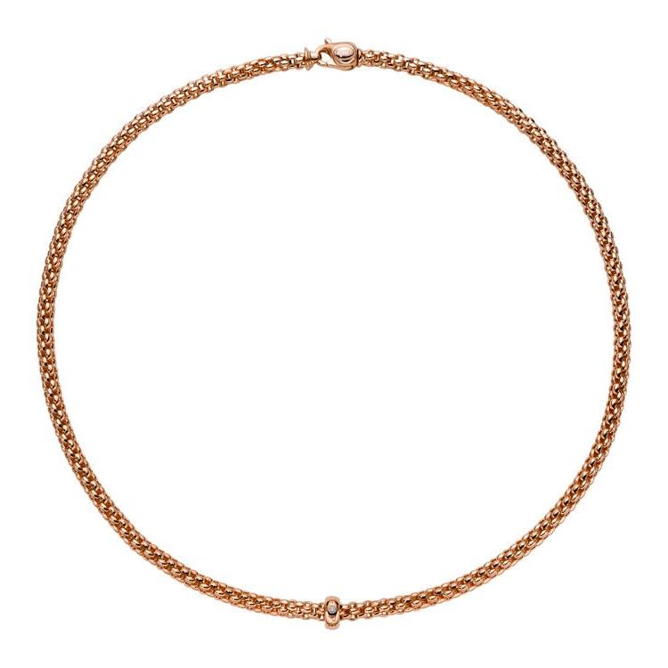 Fope Solo 18ct Rose Gold 0.01ct Diamond 43cm Necklace