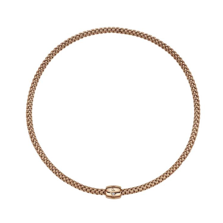 Fope Solo 18ct Rose Gold 0.03ct Diamond 43cm Necklace