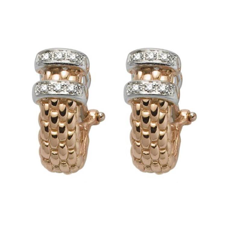 Fope Solo 18ct Rose Gold 0.11ct Diamond Stud Earrings - Gold