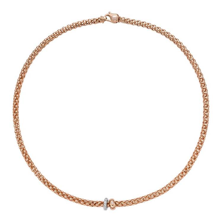 Fope Solo 18ct Rose Gold 0.29ct Diamond 43cm Necklace