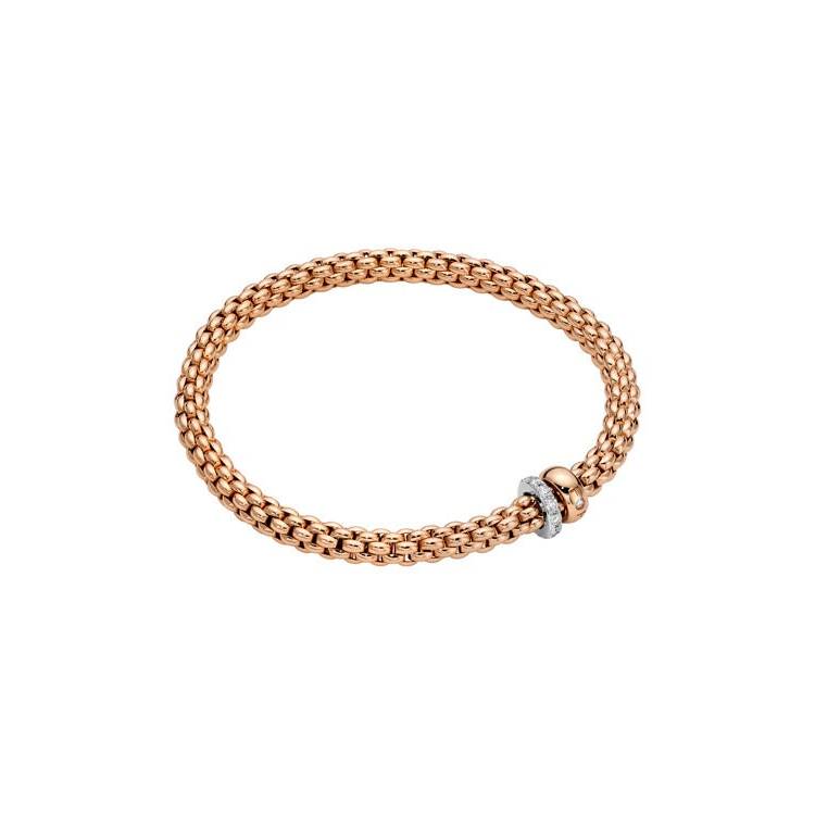 Fope Solo 18ct Rose Gold 0.29ct Diamond Bracelet - S