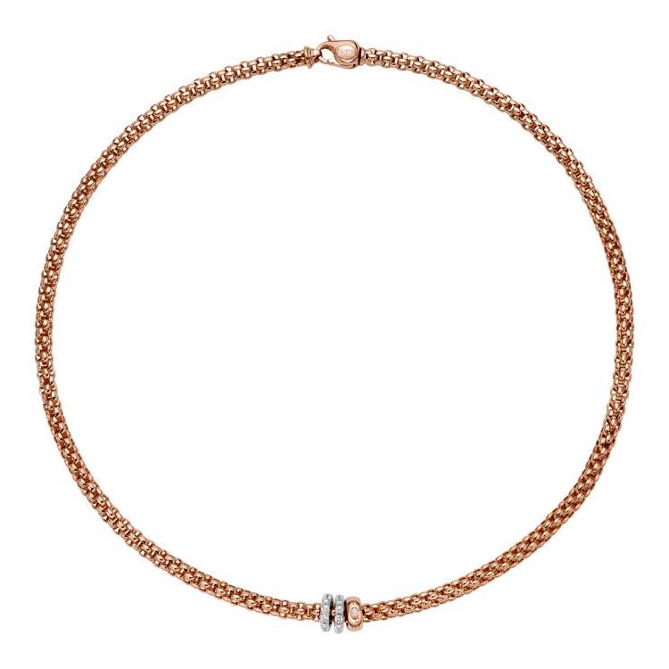Fope Solo 18ct Rose Gold 0.56ct Diamond 43cm Necklace