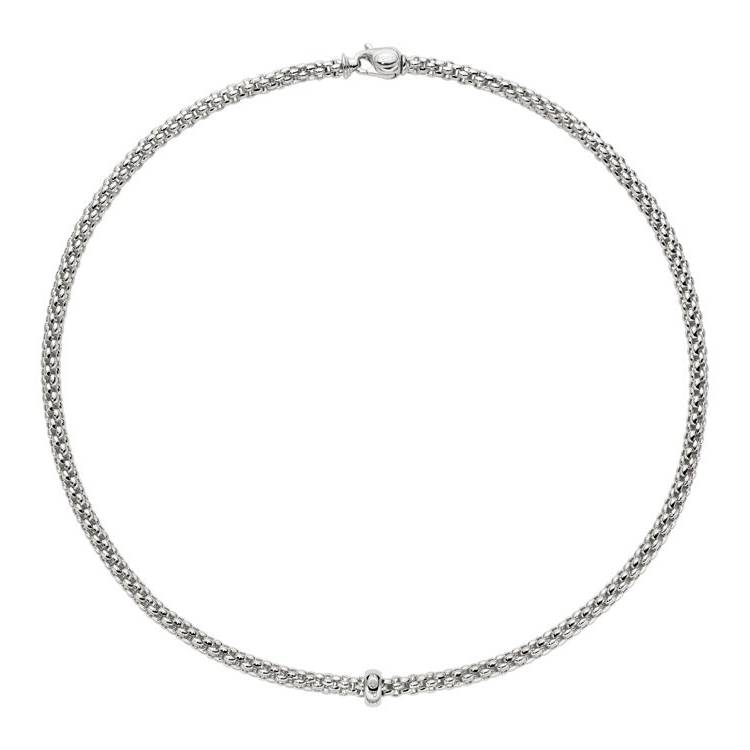 Fope Solo 18ct White Gold 0.01ct Diamond 43cm Necklace