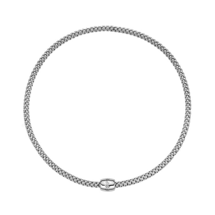 Fope Solo 18ct White Gold 0.03ct Diamond 43cm Necklace