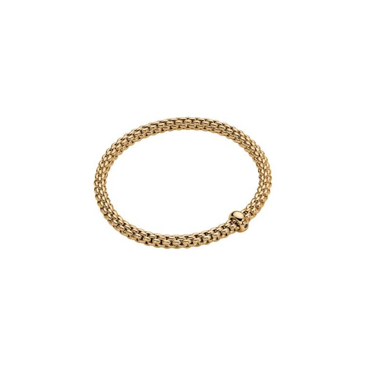Fope Solo 18ct Yellow Gold 0.01ct Black Diamond Flexible Bracelet - S