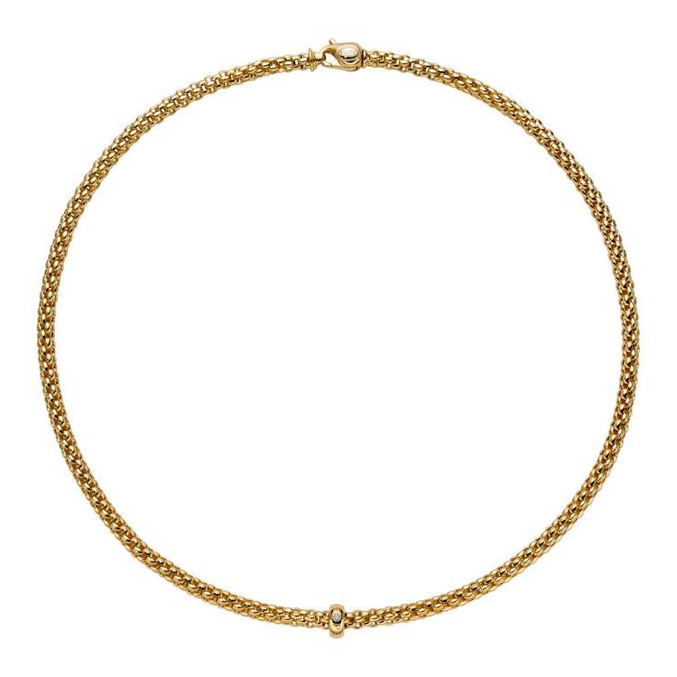 Fope Solo 18ct Yellow Gold 0.01ct Diamond 50cm Necklace