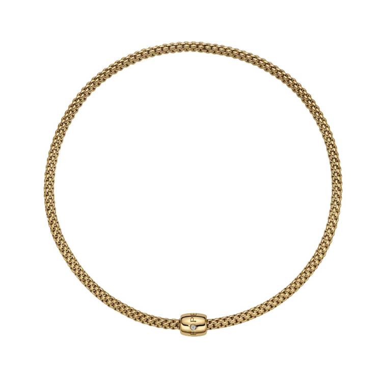 Fope Solo 18ct Yellow Gold 0.03ct Diamond 43cm Necklace