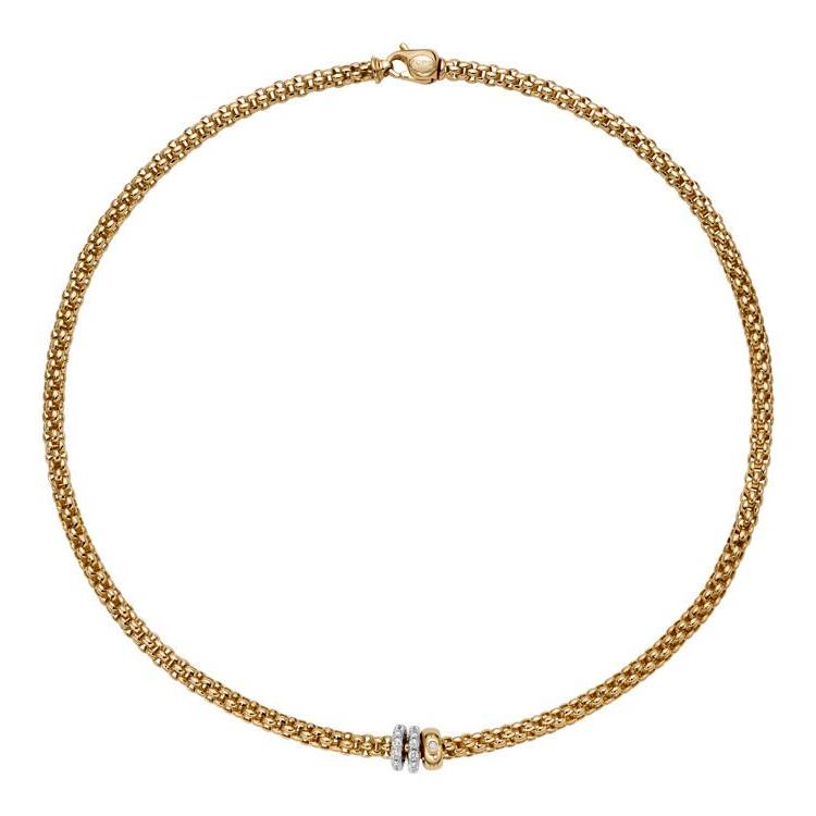 Fope Solo 18ct Yellow Gold 0.56ct Diamond 43cm Necklace