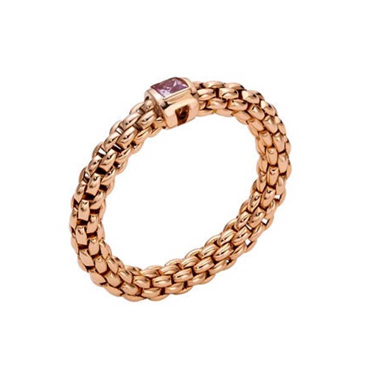 Fope Souls 18ct Rose Gold Pink Sapphire Flexible Ring - S