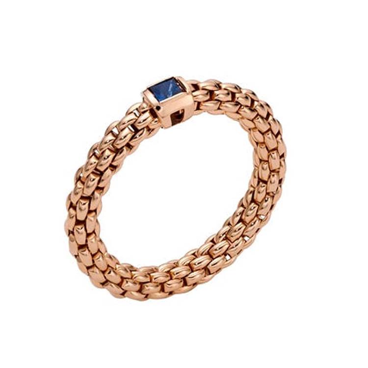 Fope Souls 18ct Rose Gold Sapphire Flexible Ring - L
