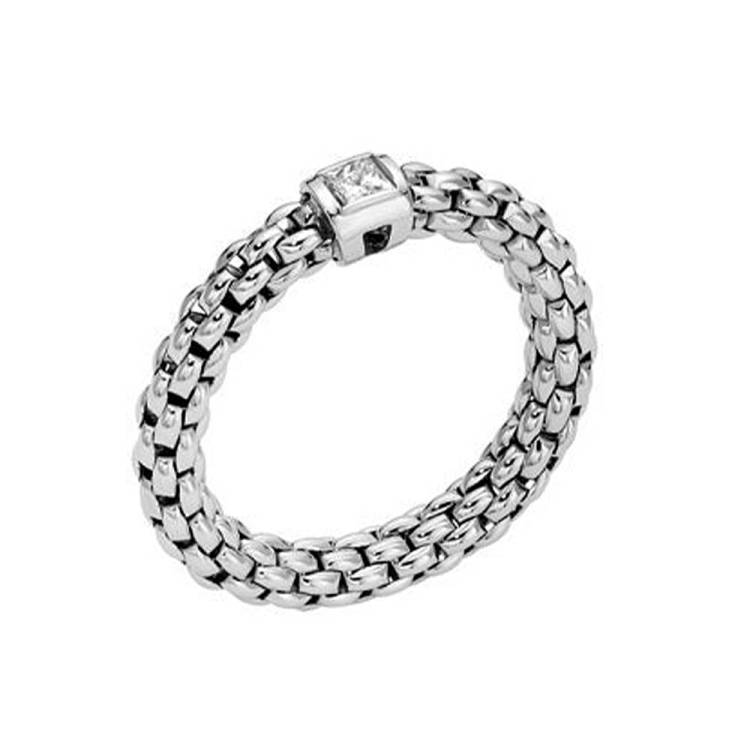 Fope Souls 18ct White Gold 0.09ct Diamond Flexible Ring - S