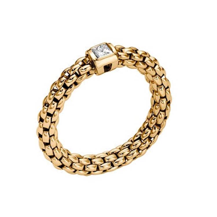 Fope Souls 18ct Yellow Gold 0.09ct Diamond Flexible Ring - L